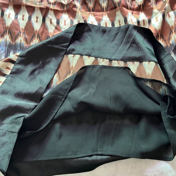 Signature By Robbie Bee Womens Size 16 Ikat Print Short Sleeve Dress Beaded Trim - Picture 10 of 11